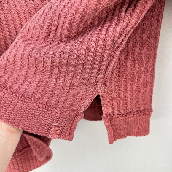 We The Free Cropped Sweater Women Small Pink Waffle Knit Dolman Sleeve Oversized - Picture 7 of 11